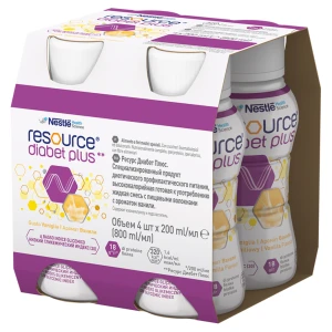 Resource Diabet Plus, dieta kompletna w płynie, smak waniliowy, 4 x 200 ml