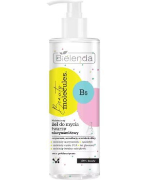 Bielenda Beauty Molecules, Molekularny Żel do mycia twarzy niacynamidowy cera problematyczna, 195 g