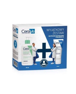 CeraVe Zestaw, Żel do mycia oczyszczający, 236 ml + Krem do twarzy nawilżający, 52 ml