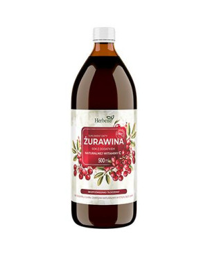 Żurawina Sok z dodatkiem naturalnej witaminy C, 500 ml
