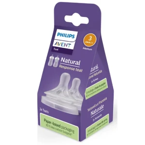 Philips Avent Natural Response Teat, Smoczek Responsywny na butelkę, 3m+ SCY963/02, 2 sztuki