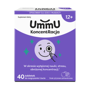 UmmU Koncetracja 12+, tabletki do rozgryzania, 40 sztuk