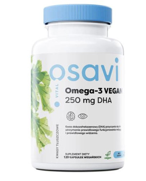 Omega-3 Vegan 250 mg DHA, 120 vegan kaps., cena, wskazania, składniki