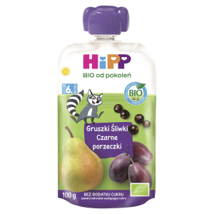 HiPP BIO od pokoleń, Gruszki-Śliwki-Czarne porzeczki, po 6. m-cu, 100 g