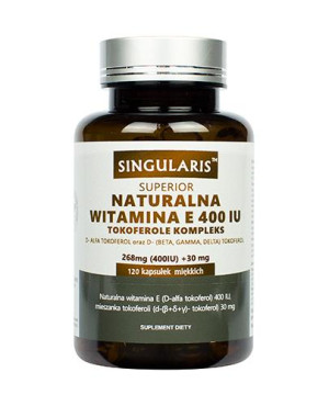 Singularis Superior Naturalna Witamina E 400 IU Tokoferole Kompleks - 120 kaps.- cena, opinie, właściwości