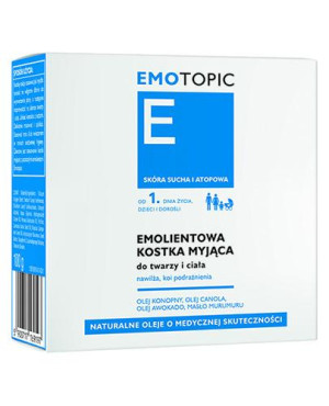 EMOTOPIC Emolientowa kostka myjąca - 100 g. Do skóry suchej, wrażliwej, podrażnionej.