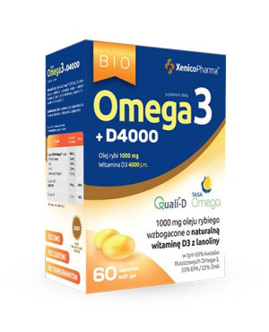 Bio Omega3 +D3 4000, 60 kaps. cena, opinie, skład