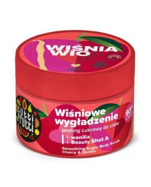 Tutti Frutti WIŚNIA i WANILIA + Beauty Shot A Wygładzający peeling cukrowy do ciała, 300 g