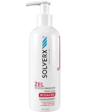Solverx Rosacea żel do mycia i demakijażu twarzy i oczu na trądzik różowaty, 200 ml