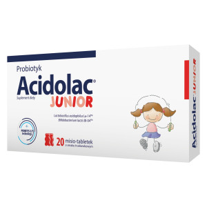 Acidolac Junior, misio-tabletki, smak truskawkowy, 20 sztuk