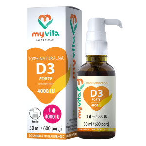 Myvita Krople 100% naturalna Witamina D3 forte 4000 j.m. - 30 ml / 600 porcji - cena, opinie, właściwości