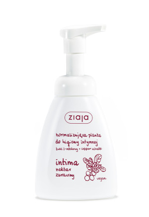 Ziaja Intima Nektar żurawiny normalizująca pianka do higieny intymnej kwas L-mlekowy + copper usnate 250 ml