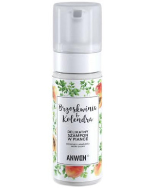 Anwen Brzoskwinia & Kolendra, Delikatny szampon w piance do suchej i wrażliwej skóry głowy, 170 ml