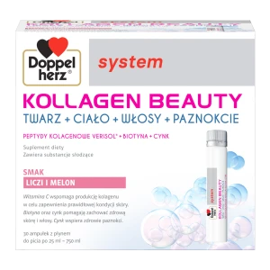 DoppelHerz System Kollagen Beauty smak liczi i melon, ampułki, 30 sztuk po 25 ml
