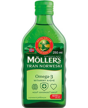 Moller's Tran Norweski o aromacie jabłkowym, płyn, 250 ml
