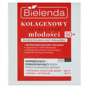 Bielenda Kolagenowy Stymulator Młodości, naprężająco-odbudowujący krem przeciwzmarszczkowy 50+, dzień/noc, 50 ml