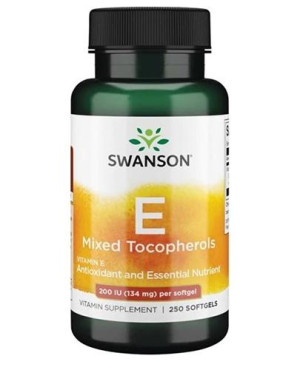 Swanson, Naturalna Witamina E 200 IU, kapsułki, 250 sztuk