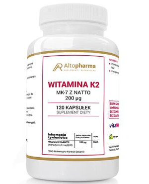 Altopharma Witamina K2 MK-7 z natto 200 µg - 120 kaps. - cena, opinie, stosowanie
