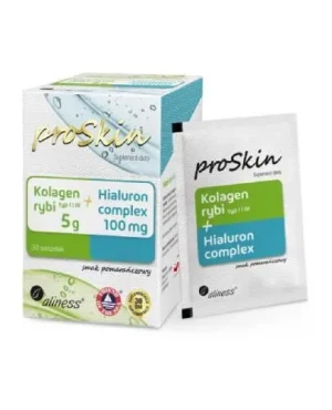 Aliness ProSkin, Kolagen rybi, 5 g + Hialuron, 100 mg Complex, saszetki, 30 sztuk