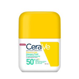 Cerave Sun, niewidoczny matujący fluid przeciwsłoneczny do skóry tłustej SPF 50+, 50 ml