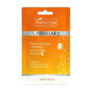 Bielenda Professional Supremelab Energy Boost, maska rozjaśniająco-nawilżająca z ultrastabilną witaminą C, 1 płat