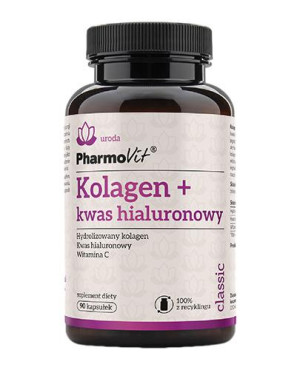 Pharmovit, Kolagen + kwas hialuronowy, kapsułki, 90 sztuk