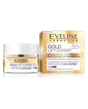 EVELINE COSMETICS GOLD LIFT EXPERT Luksusowy multi-odżywczy krem-serum z 24K złotem 50+ - 50 ml
