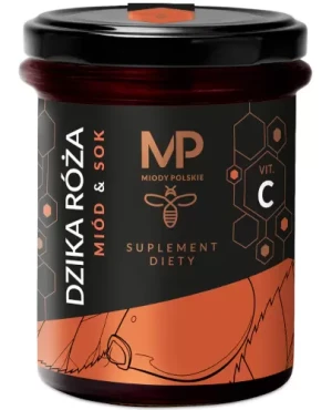Miody Polskie miód z sokiem z dzikiej róży z Vit C 250 g