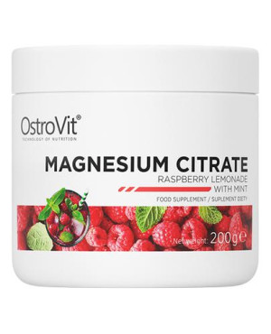 OstroVit, Magnesium Citrate rasperry lemoniade with mint, proszek, 200 g