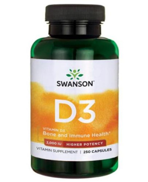 SWANSON Witamina D3 2000IU, 250 kapsułek