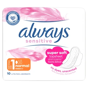 Always Sensitive Normal Plus 1 Podpaski ze skrzydełkami, 10 sztuk
