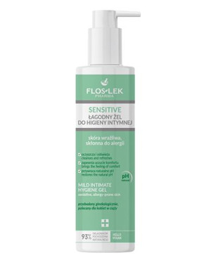 Floslek Sensitive Łagodny Żel do higieny intymnej skóra wrażliwa skłonna do alergii, 225 ml