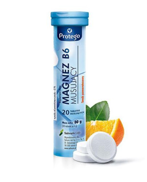 Protego Magnez B6 Musujący, smak pomarańczowy, tabletki musujące, 20 sztuk