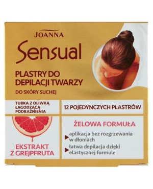 JOANNA SENSUAL Żelowe plastry do depilacji twarzy z grejpfrutem, 12 sztuk