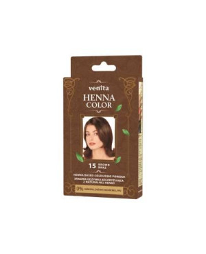 Venita Henna Color, ziołowa odżywka koloryzująca z naturalnej henny, 15 Brąz, 25 g