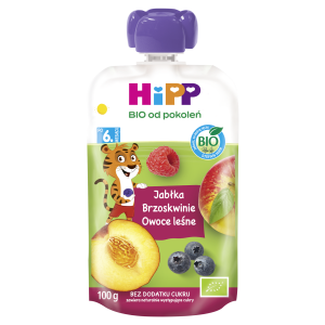HiPP BIO od pokoleń, Jabłka-Brzoskwinie-Owoce leśne, po 6. m-cu, 100 g