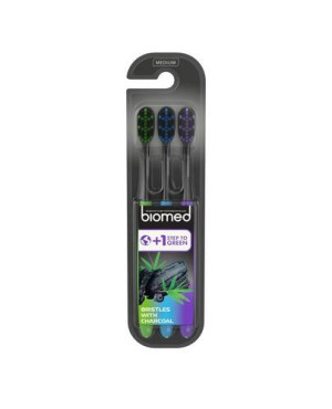 BIOMED szczoteczka do zębów z węglem drzewnym średnia 3-pack