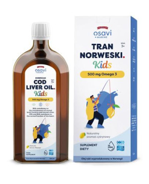 OSAVI Tran Norweski Kids 500 mg Omega 3, cytrynowy, 500 ml