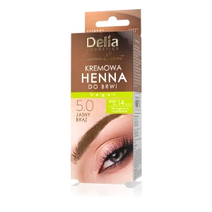 Delia, Henna Krem do brwi 5.0 z olejkiem arganowym, jasny brąz, 15 ml
