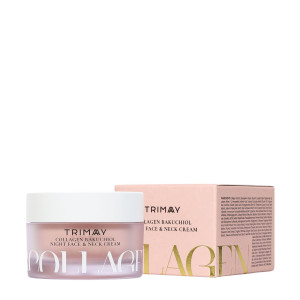 Trimay, krem na noc do twarzy i szyi z kolagenem i bakuchiolem, 50 ml