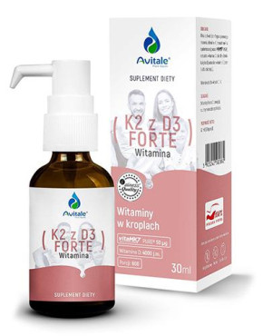 Avitale Witamina K2 + D3 Forte Vita MK7 50uq + D3 4000IU Olive, 30 ml, cena, opinie, dawkowanie