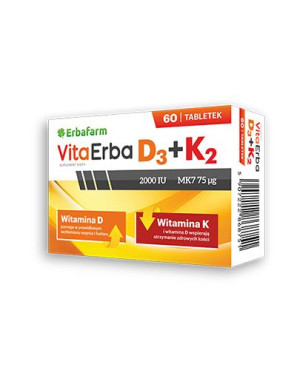 Erbafarm VitaErba D3+K2, tabletki, 60 sztuk