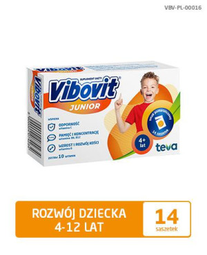 VIBOVIT JUNIOR Pomarańczowy - 14 sasz. Witaminy dla dzieci od 4 do 12 lat.