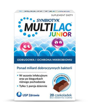 Multilac Junior, Synbiotyk, czekoladki, 20 sztuk