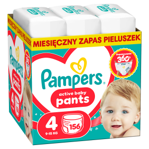 Pampers Active Baby Pieluchomajtki rozmiar 4, 9-15 kg, 156 sztuk