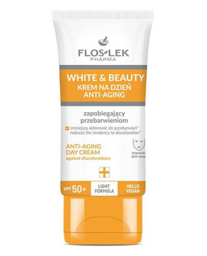 Flos Lek White & Beauty Krem na dzień anti-aging zapobiegający przebarwieniom SPF 50, 30 ml