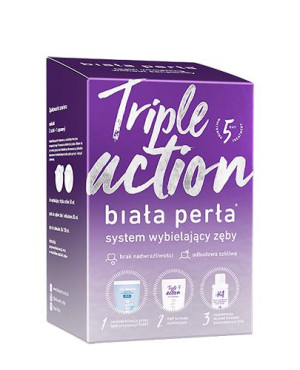 Biała Perła Triple Action, Zestaw System wybielający zęby Żel wybielający, 50 ml + Pasta do zębów, 30 ml + Płyn do płukania jamy ustnej, 100 ml