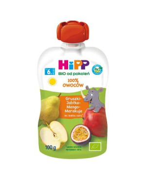 HiPP BIO od pokoleń, Gruszki-Jabłka-Mango-Marakuja, po 6. m-cu, 100 g