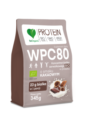 BeOrganic, Białko serwatkowe WPC 80 Kakao BIO, proszek, 345 g