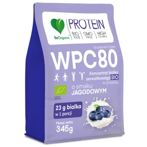 BeOrganic, Białko serwatkowe WPC 80 Jagoda BIO, proszek, 345 g